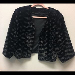 RN Studio Ronni Nicole Black Faux Fur Jacket Size Large